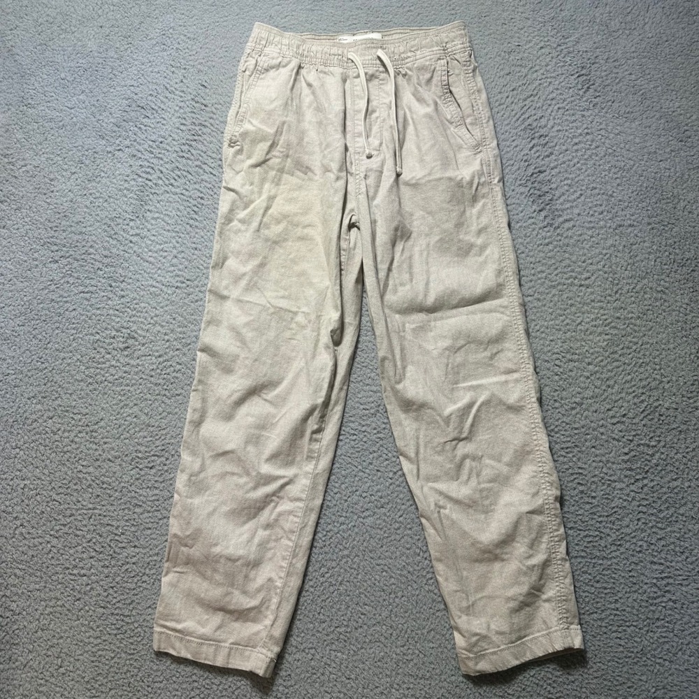 Hollister Loose Linen Blend Drawstring‎ Pants Light Beige Women's XS